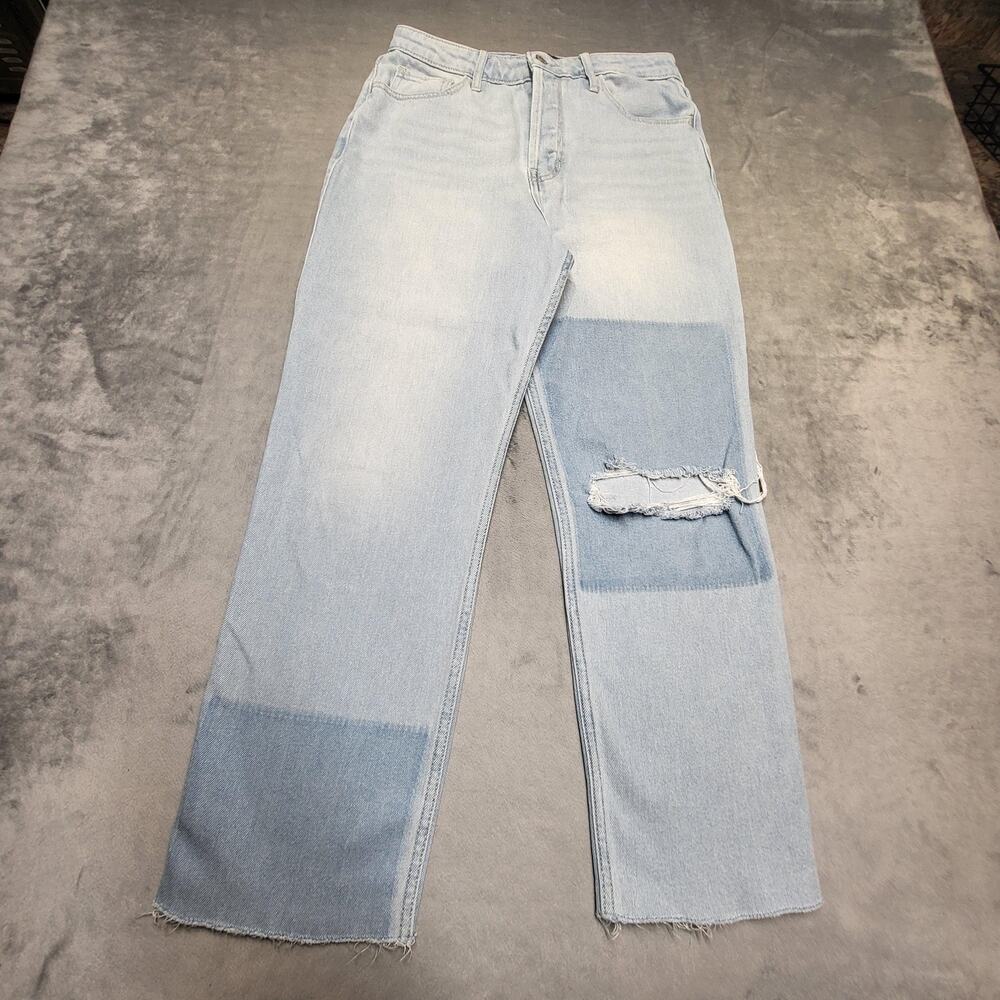 Hollister Jeans Juniors 9R Light Blue Ultra High-Rise Vintage Straight Patchwork